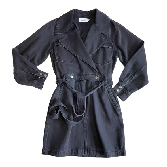 & OTHER STORIES Denim Workwear Wrap Mini Dress Sz 6 Black - Picture 1 of 12